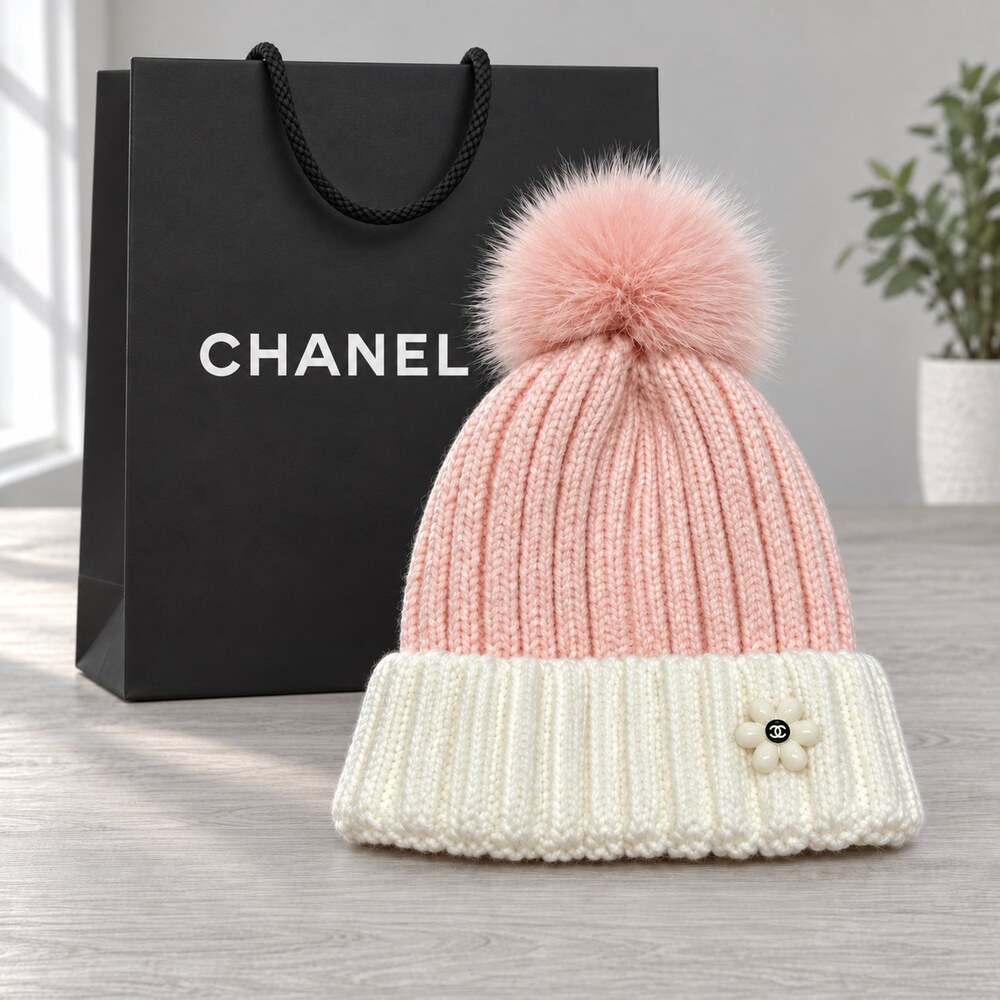 CHANEL Two-Tone Knit Beanie - Picture 1 of 6